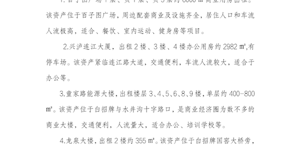 兴泸资产公司、停车场公司2024年一月营业用房招租公告